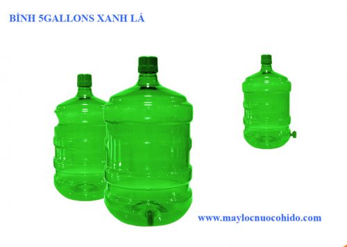 Bình nhựa PET 20Lit cổ cao 5Gallons xanh lá cây