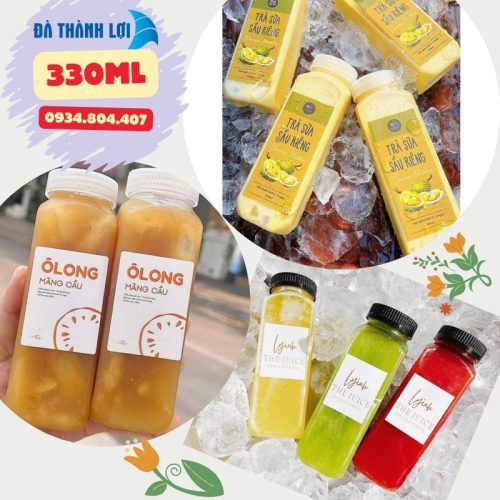 Chai nhựa vuông 330ml miệng rộng