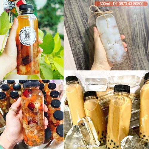 Chai nhựa 330ml tròn, miệng rộng