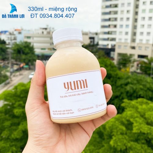 Mẫu chai tròn lùn miệng rộng Phi38 chuyên đựng trà sữa